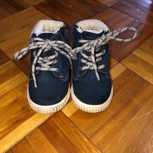 Blue and Cream Winter Boots with Fuzzy Lining